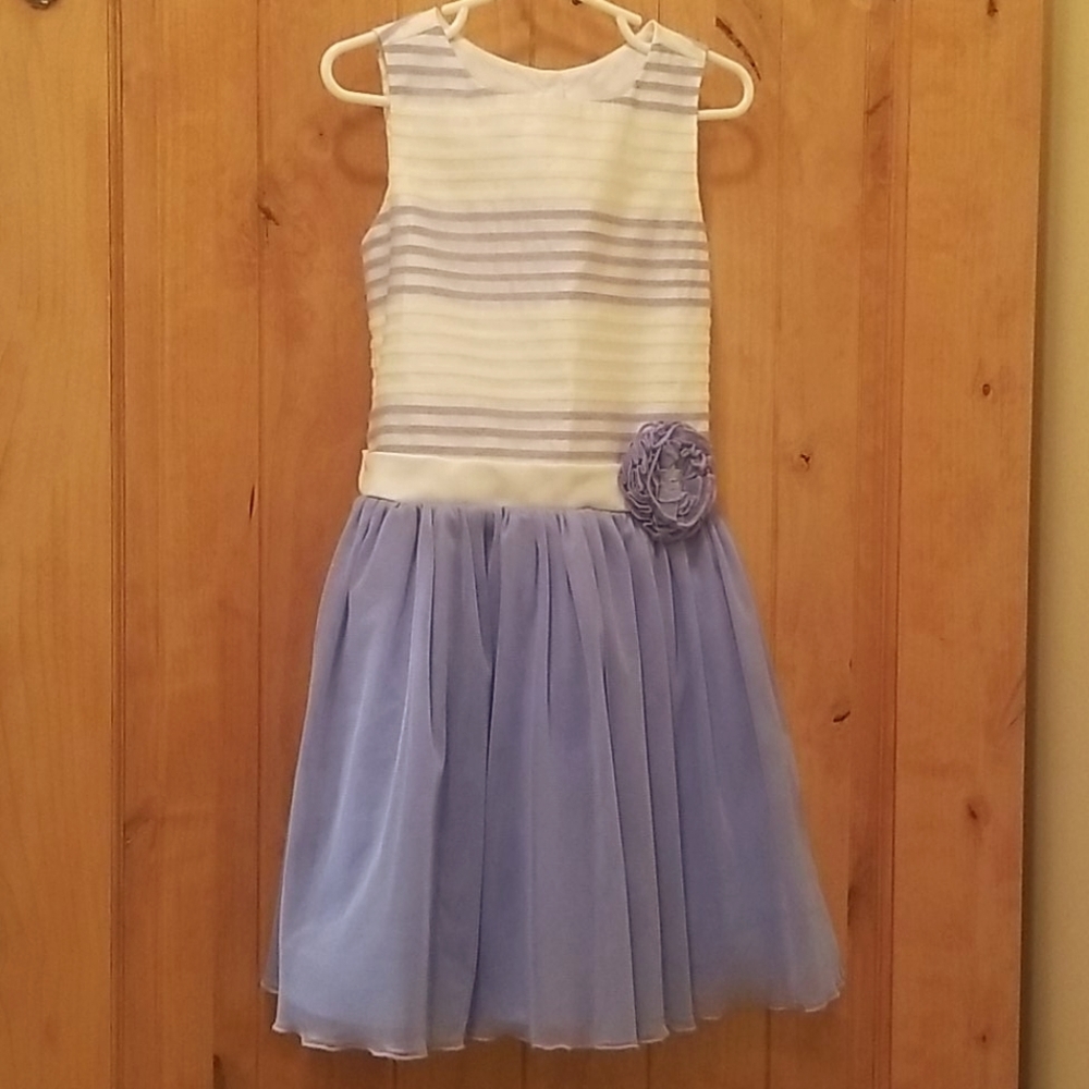 Girls blue and white fancy dress (5)